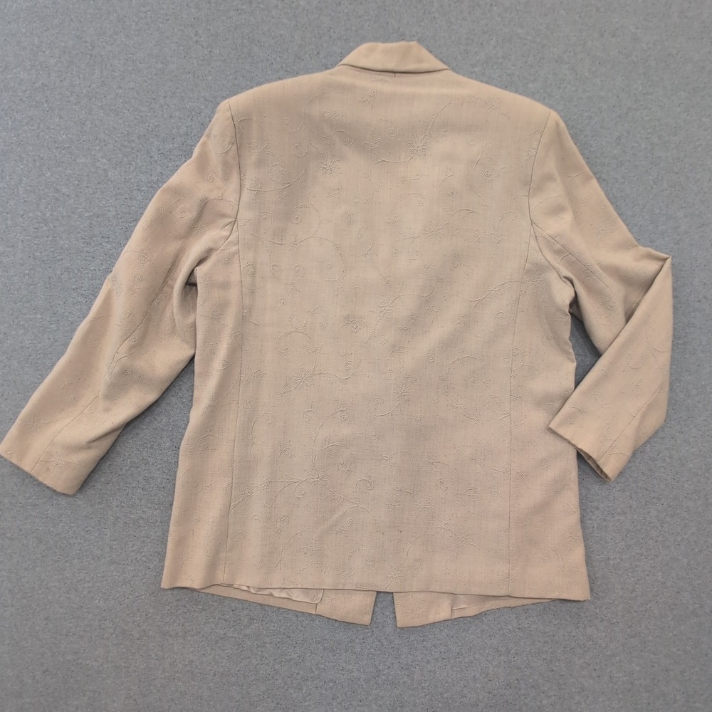 Dumas Womens Blazer Jacket Tan Paisley Embossed Single Button Made in USA Sz‎ 14 - Picture 4 of 4
